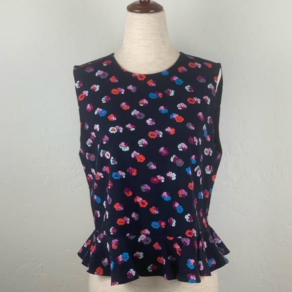 Rebecca Taylor Sakura Ruffle Top Navy Size 4 - Picture 2 of 8